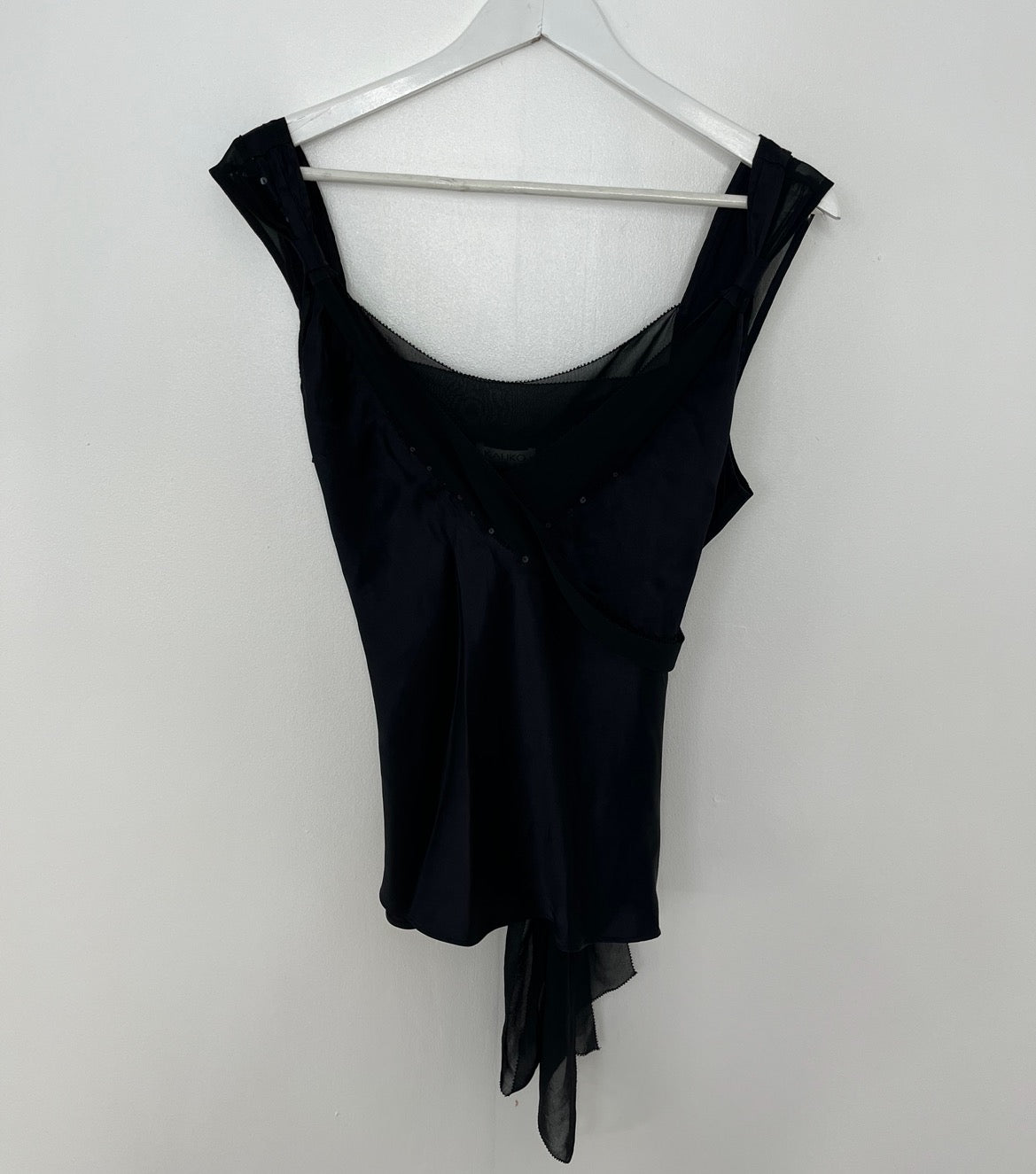 Semi Sheer Detail Tie Back Top