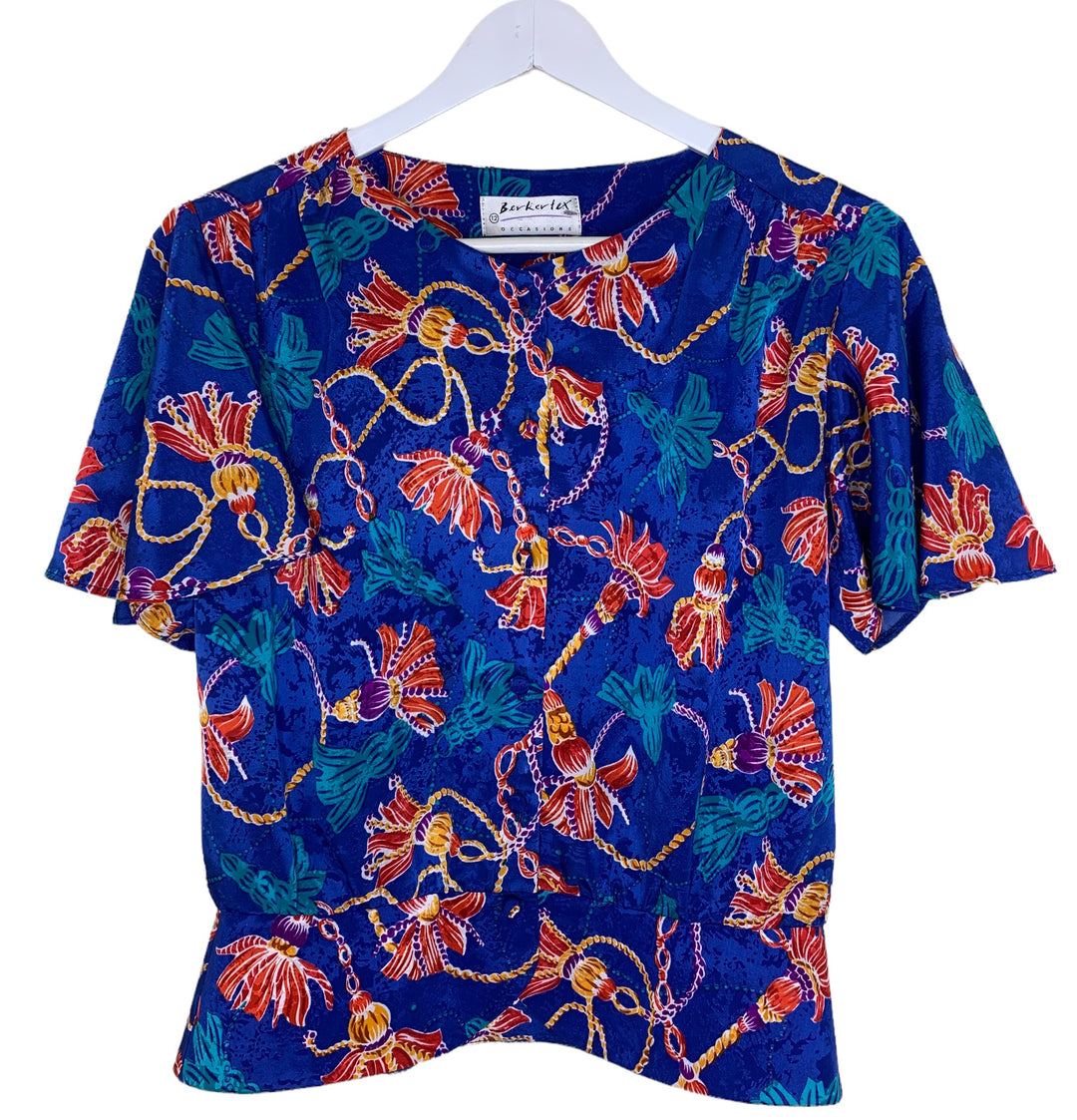 Royal Blue 80s Blouse