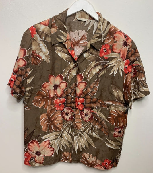 Khaki Brown Hawaiian Shirt