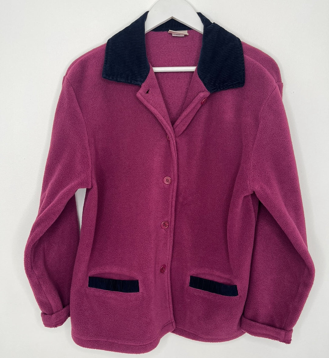 Cord Effect Collar Fleece Jacket