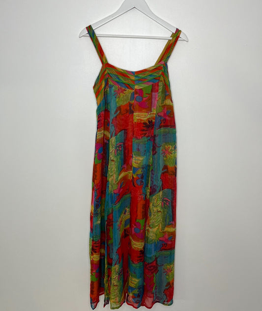 Semi Sheer Rainbow Effect Vintage Dress