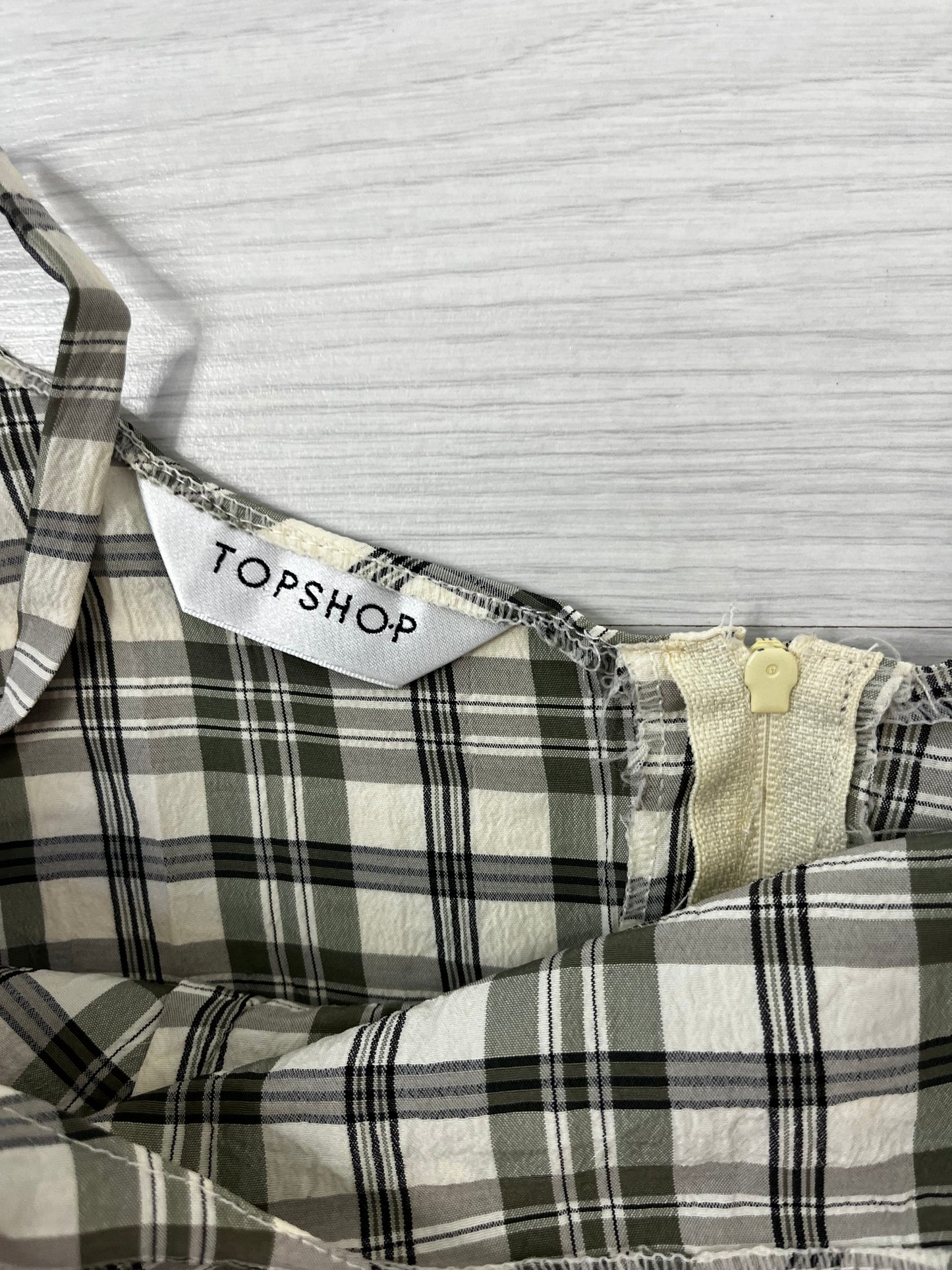 Green Checked Strappy Y2k Dress