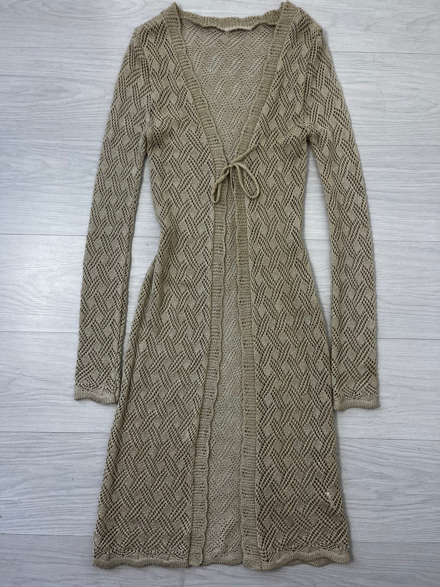 Y2k Cream Long Crochet Vintage Cardigan