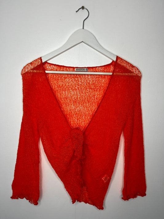 Orange Crochet Tie Vintage Cardigan