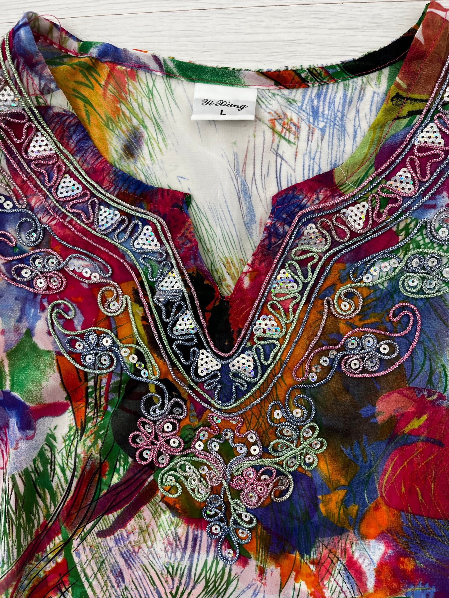 Semi sheer colourful vintage summer beach dress