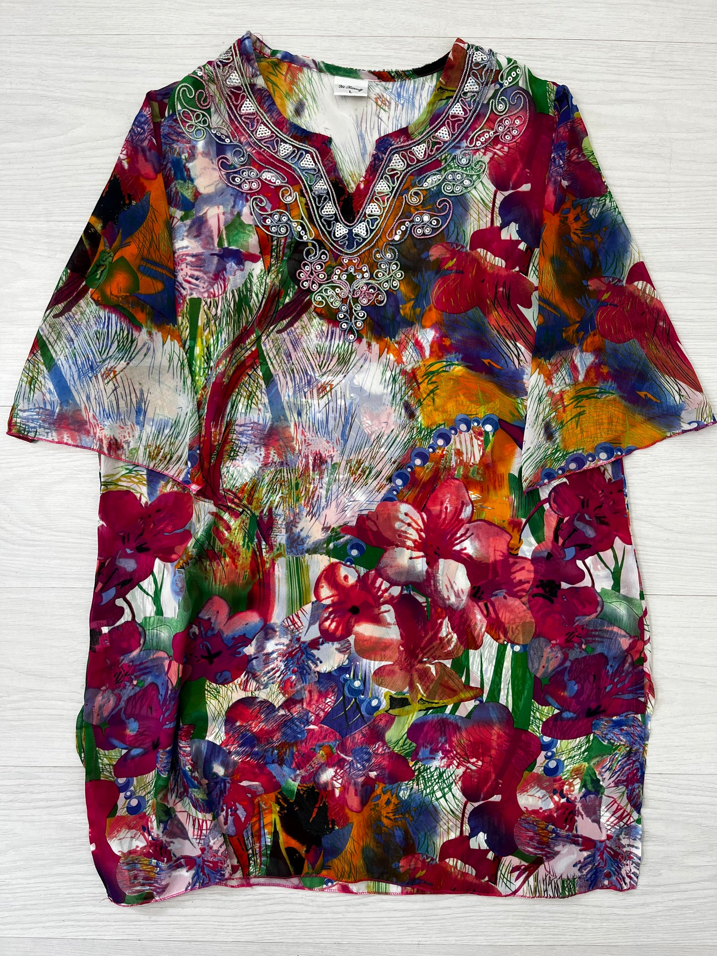 Semi sheer colourful vintage summer beach dress