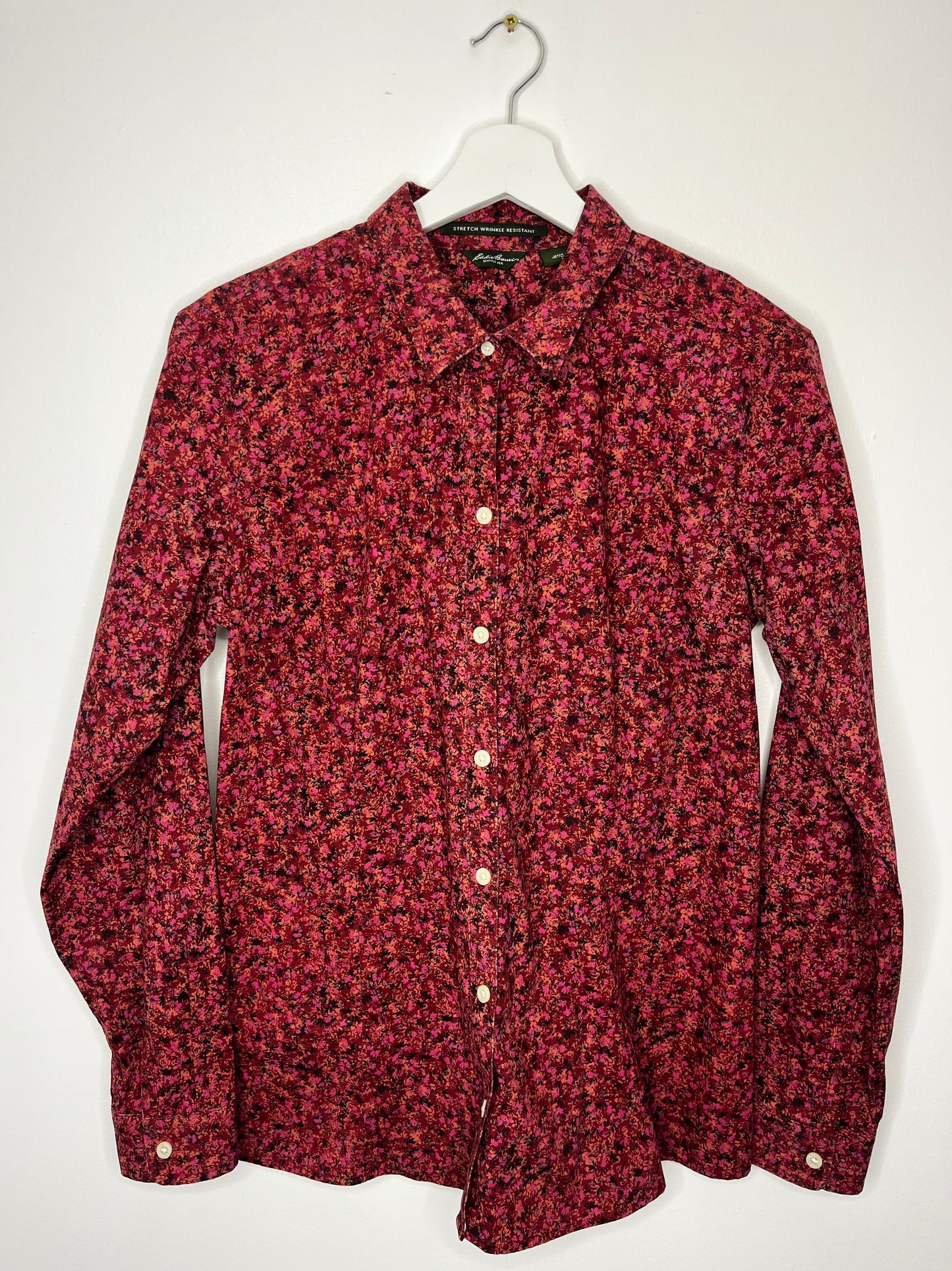 70s Style Deep Pink Floral Shirt