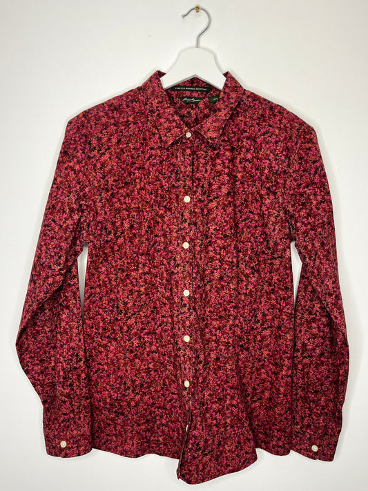 70s Style Deep Pink Floral Shirt