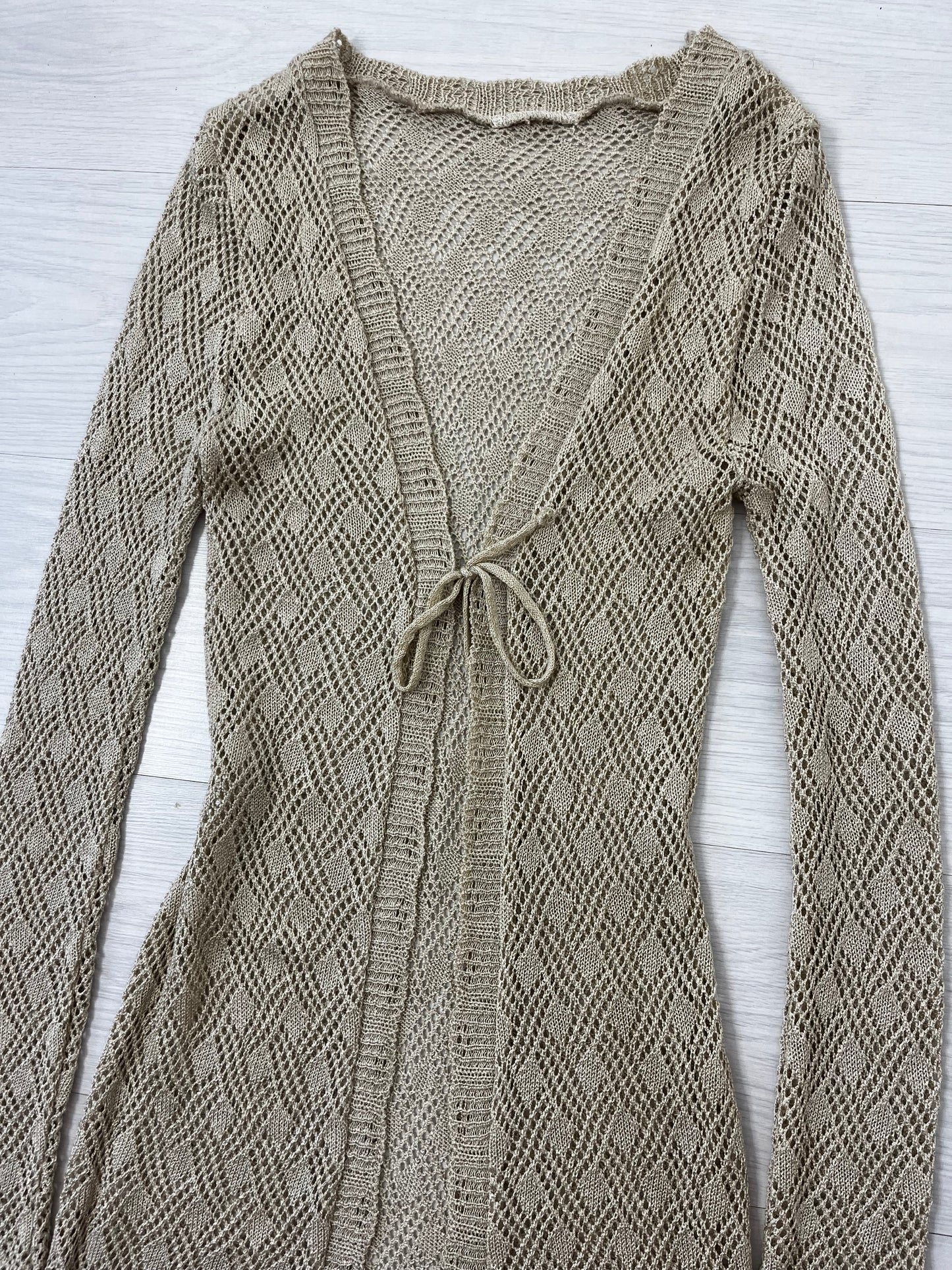 Y2k Cream Long Crochet Vintage Cardigan