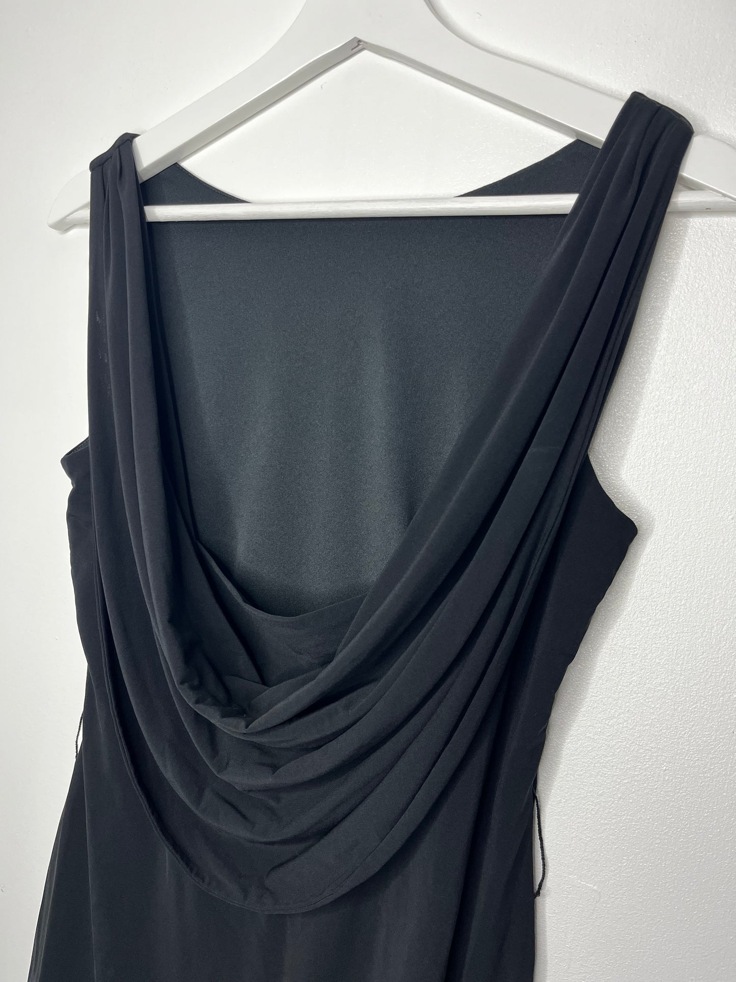 True Vintage Cowl Neck Back Black Top
