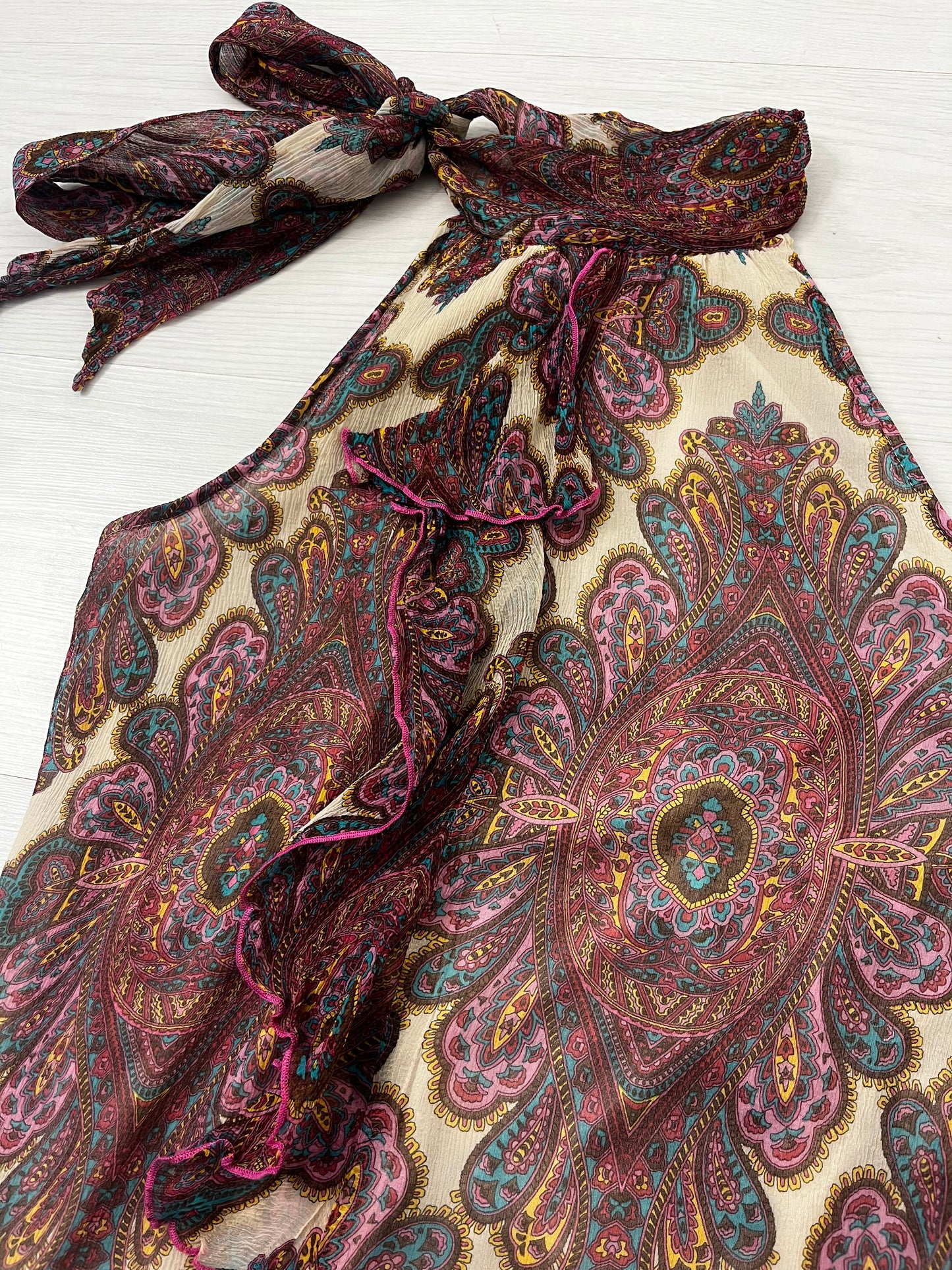 Pure Silk y2k Fairycore Paisley HalterNeck Blouse
