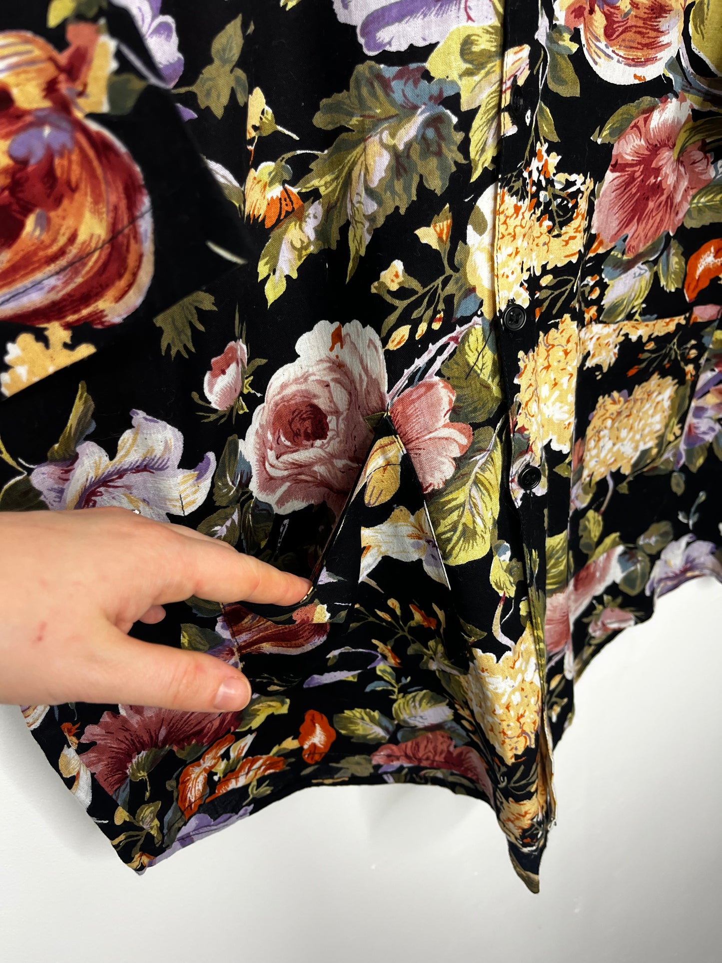 Pure Cotton Collarless Vintage Floral Shirt