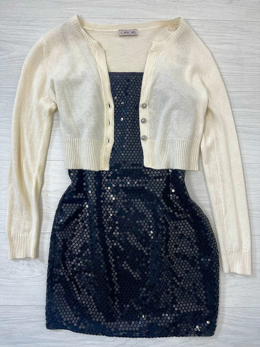 Sequin dress & cropped cardigan