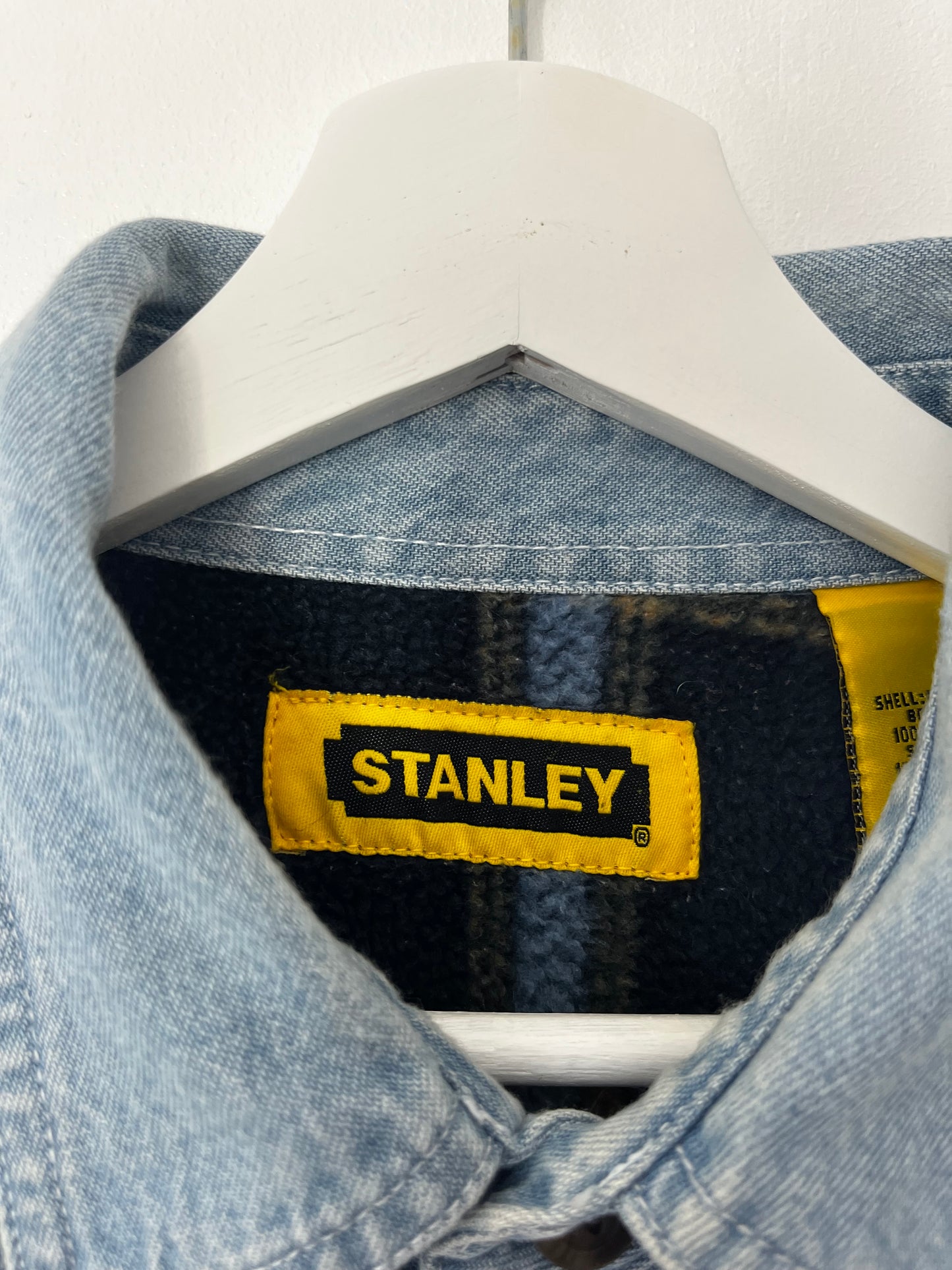 Fleece Checked Lining Vintage Denim Shirt Jacket