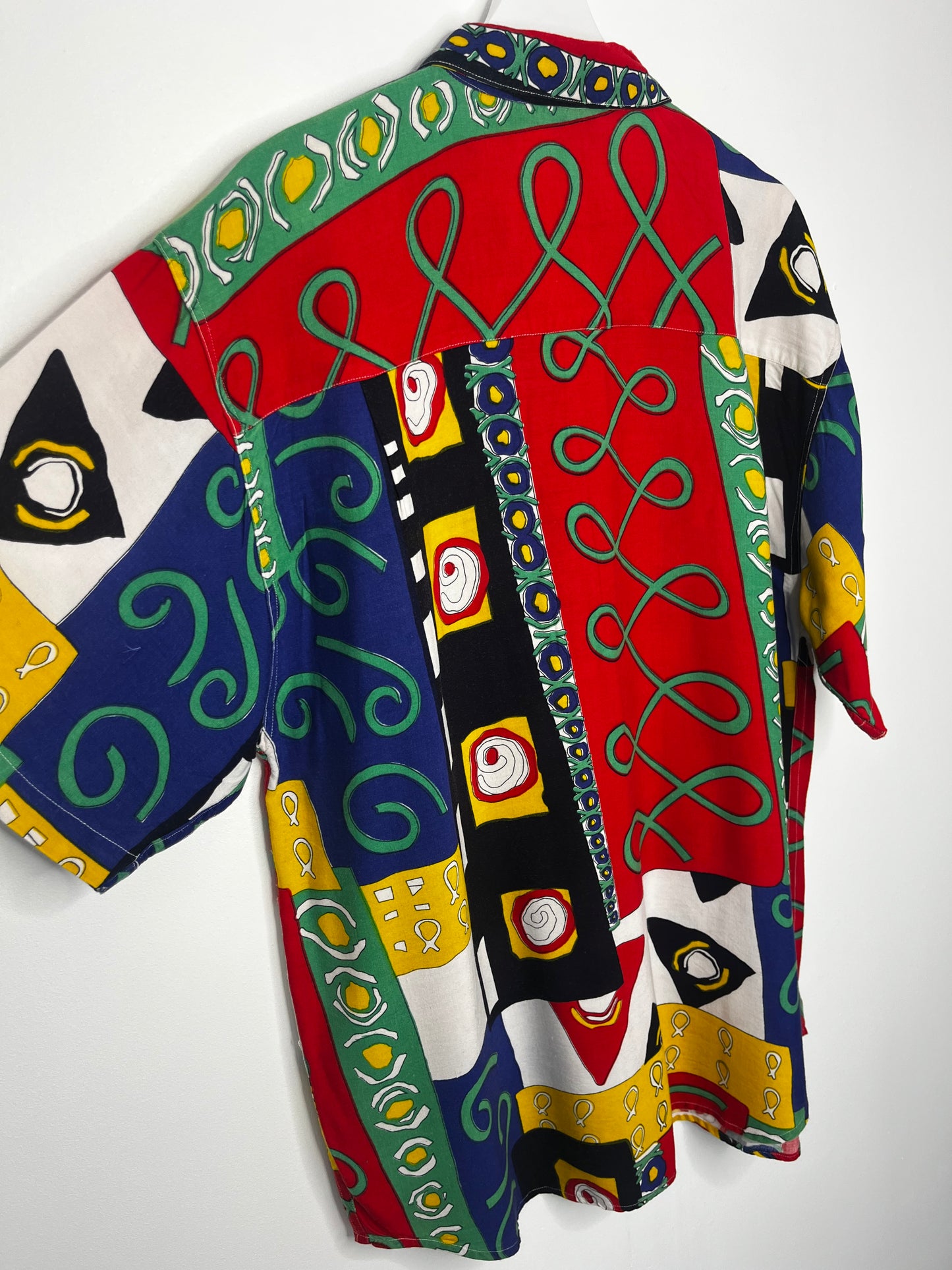 90s Abstract Geometric Print Shirt – Colourful Retro Festival Shirt – Men’s L
