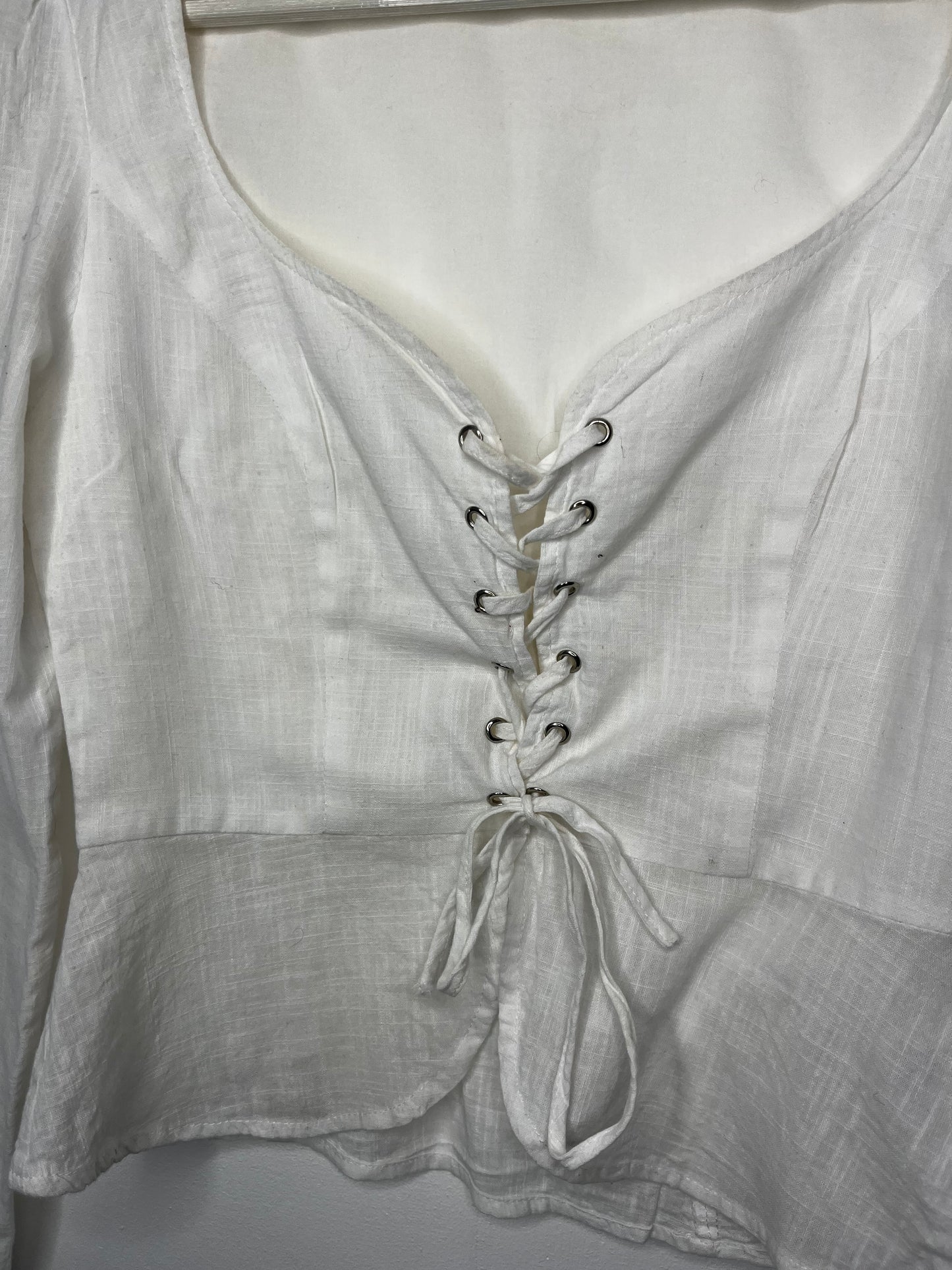 Pure Cotton White Tie Short Blouse