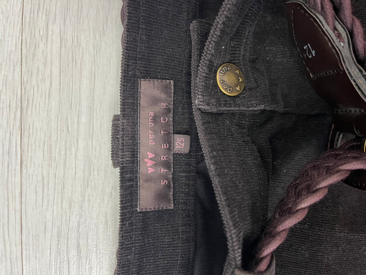 Y2k Per una Brown Cord Belted Trousers