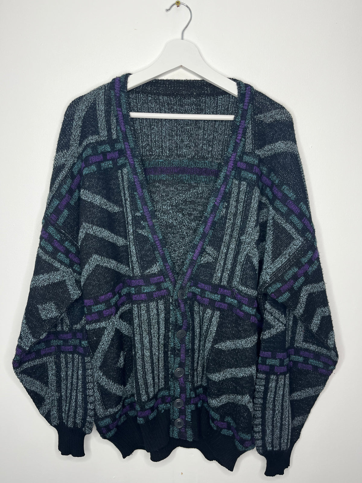 Grey Purple 90s Grunge Cardigan