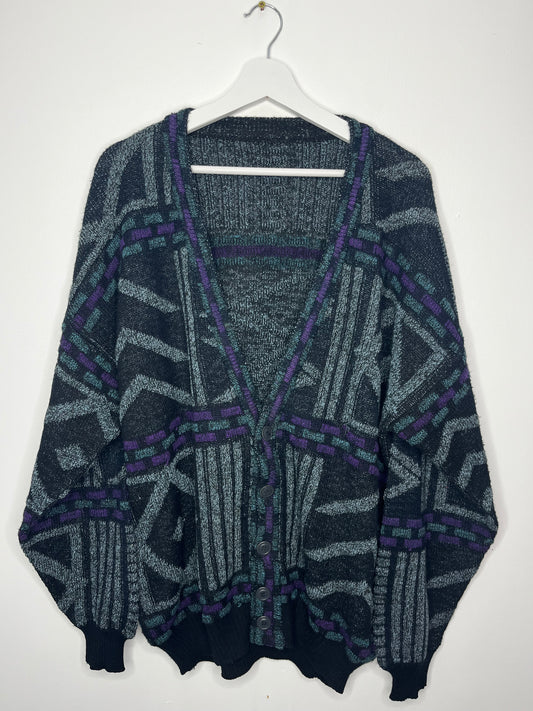 Grey Purple 90s Grunge Cardigan