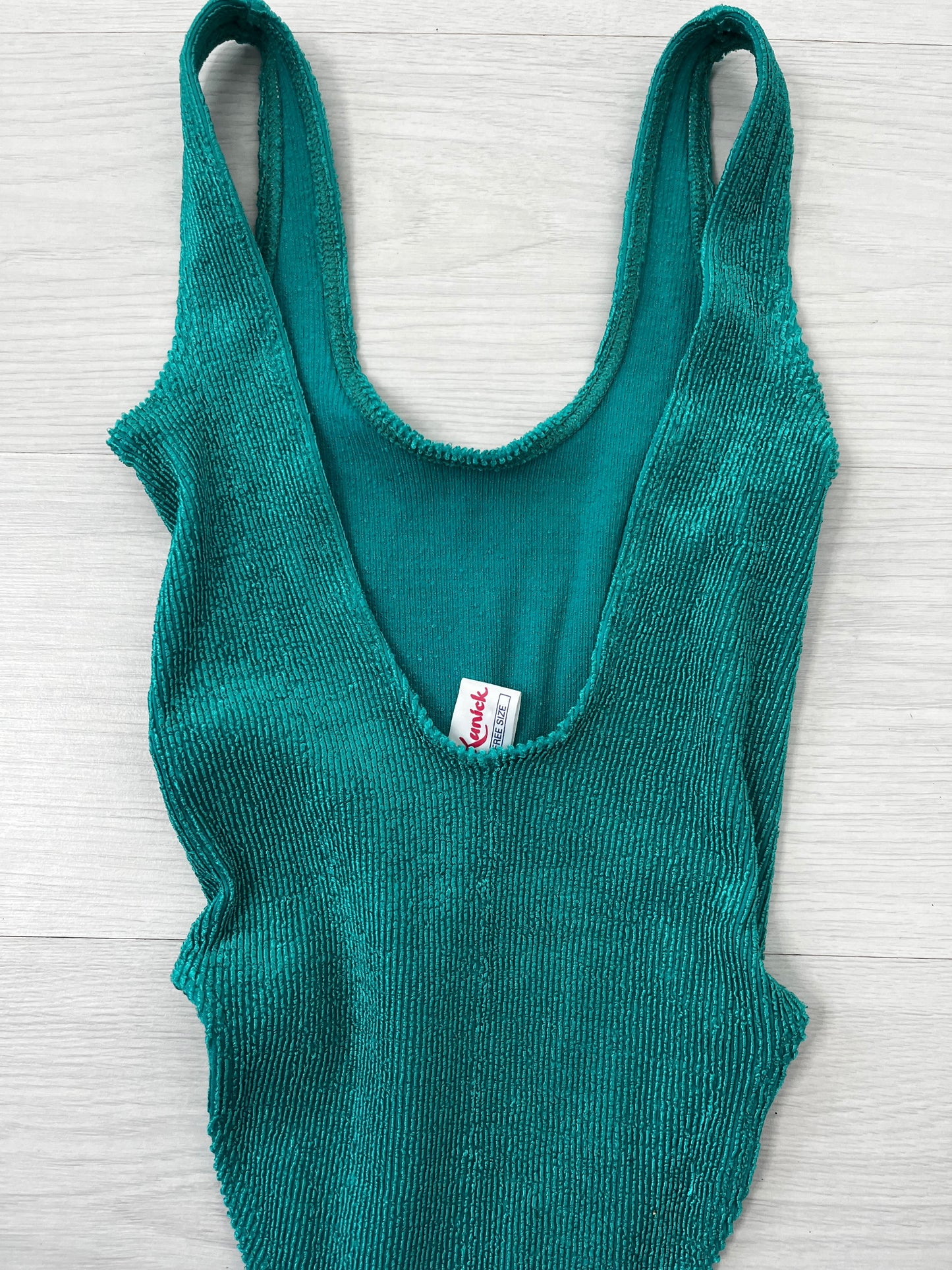 Teal Crinkle Vintage Swimsuit
