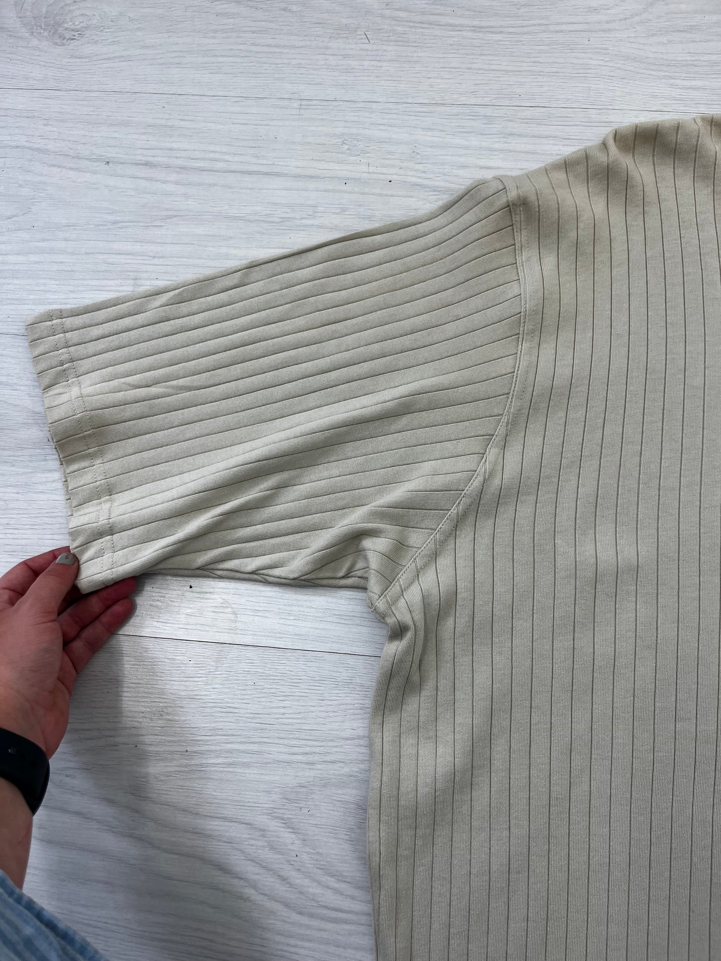 True Vintage Cream Ribbed Adidas Top Mens XL