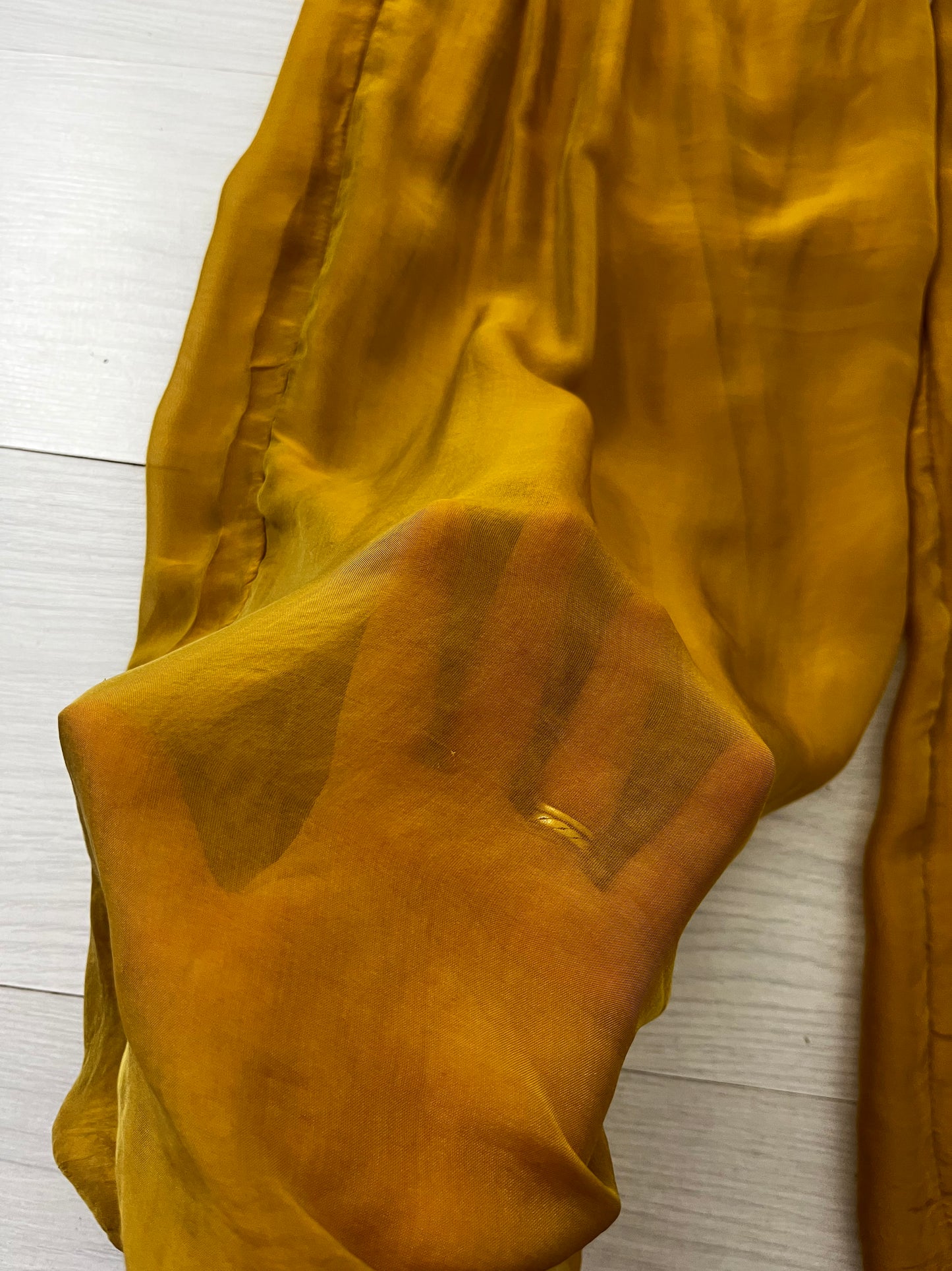 Golden Mustard Semi Sheer Wide Leg Trousers