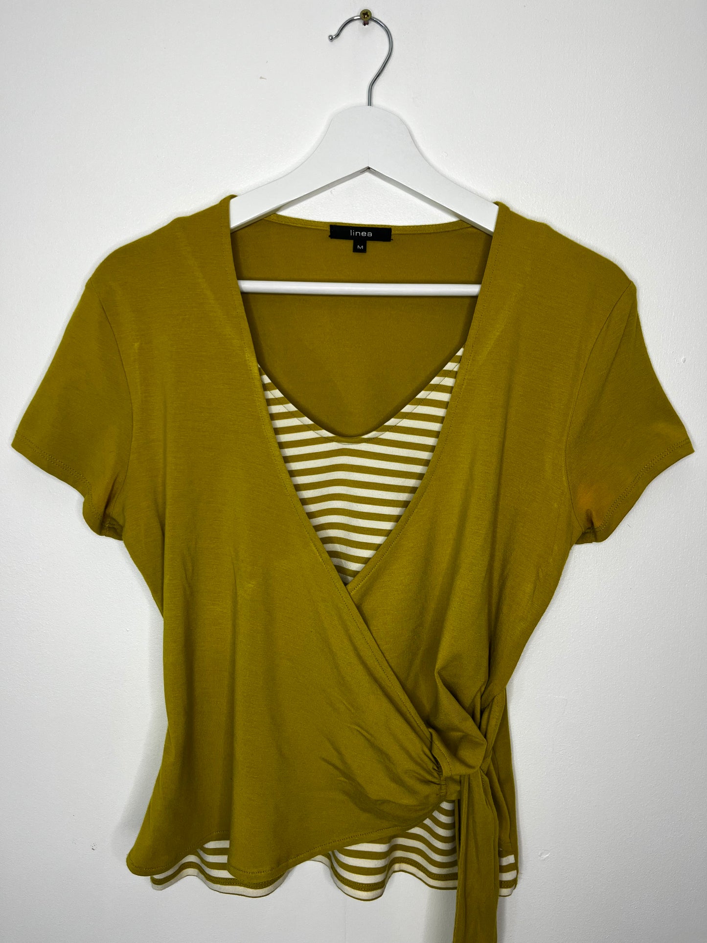 Y2k Lime Green Stripe Wrap Top