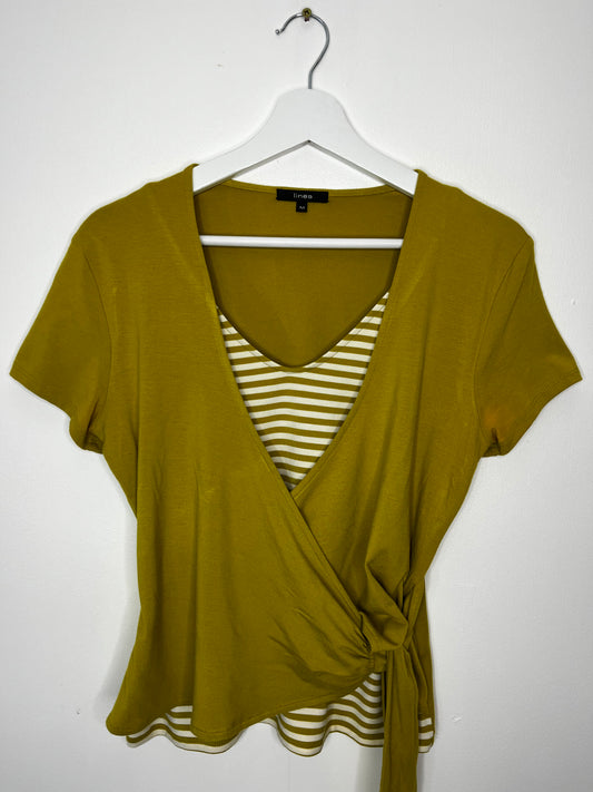 Y2k Lime Green Stripe Wrap Top