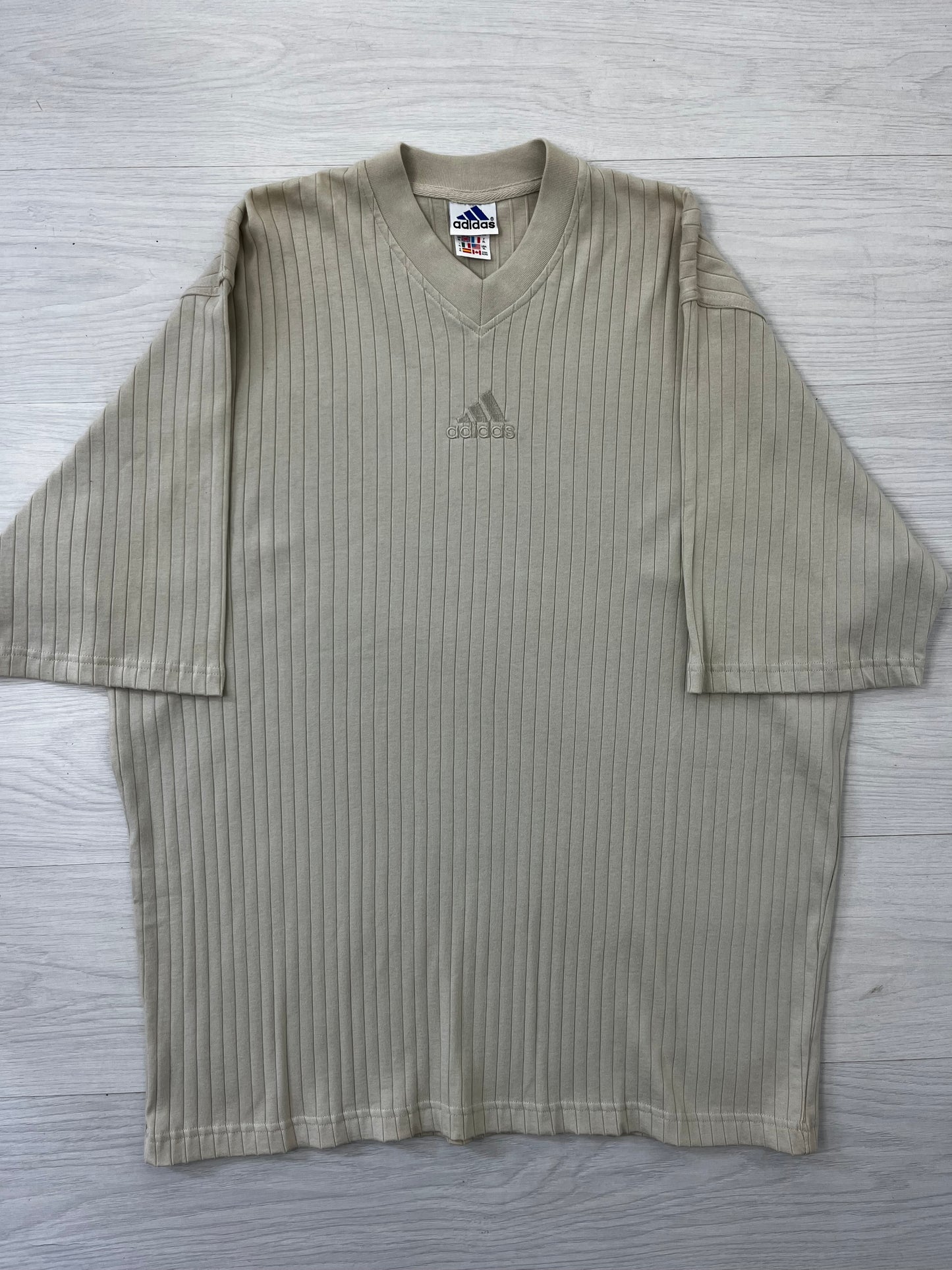 True Vintage Cream Ribbed Adidas Top Mens XL
