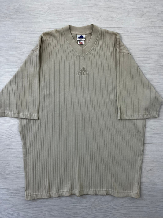 True Vintage Cream Ribbed Adidas Top Mens XL