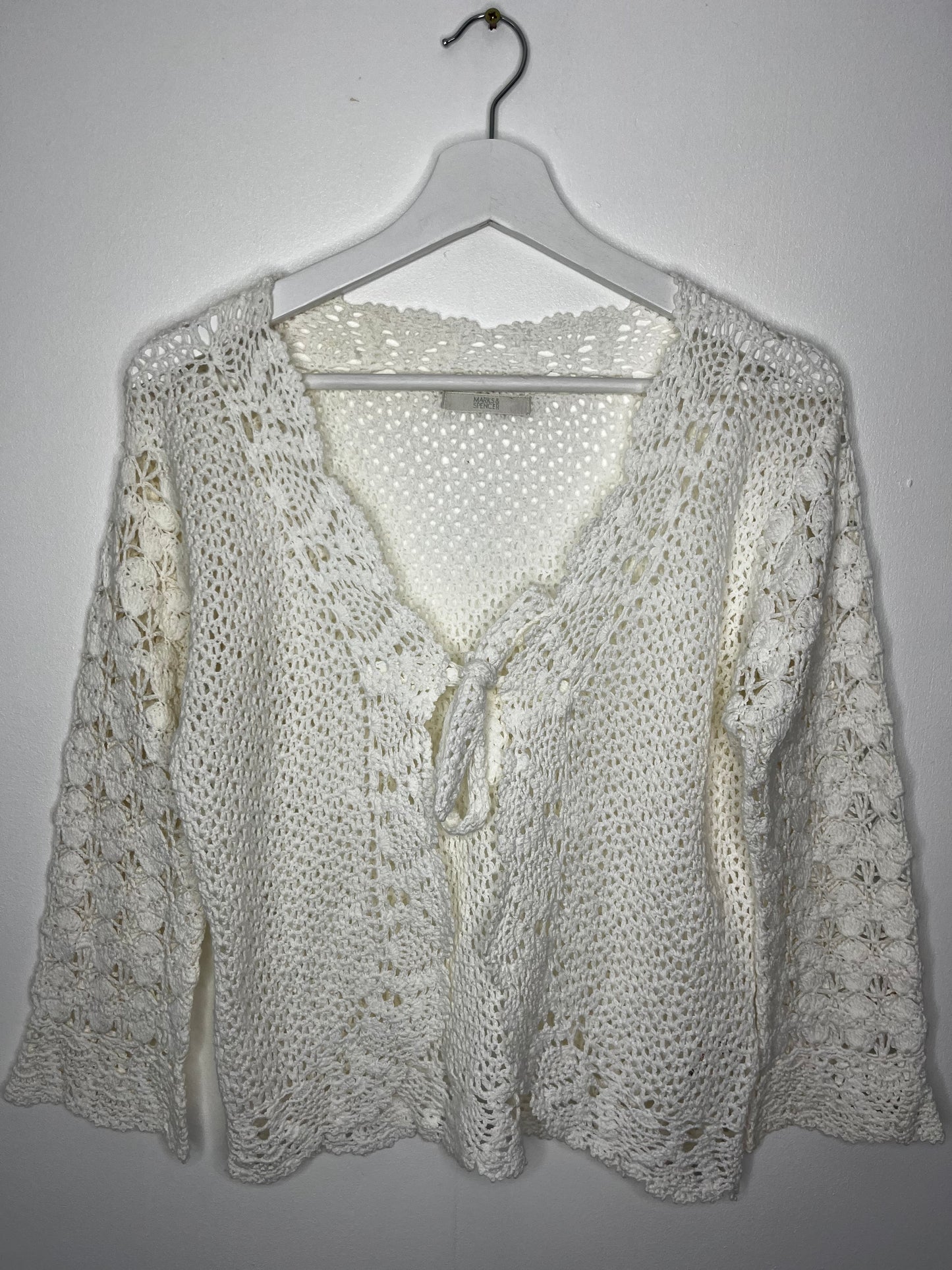 Cream Crochet Tie Middle Vintage Cardigan