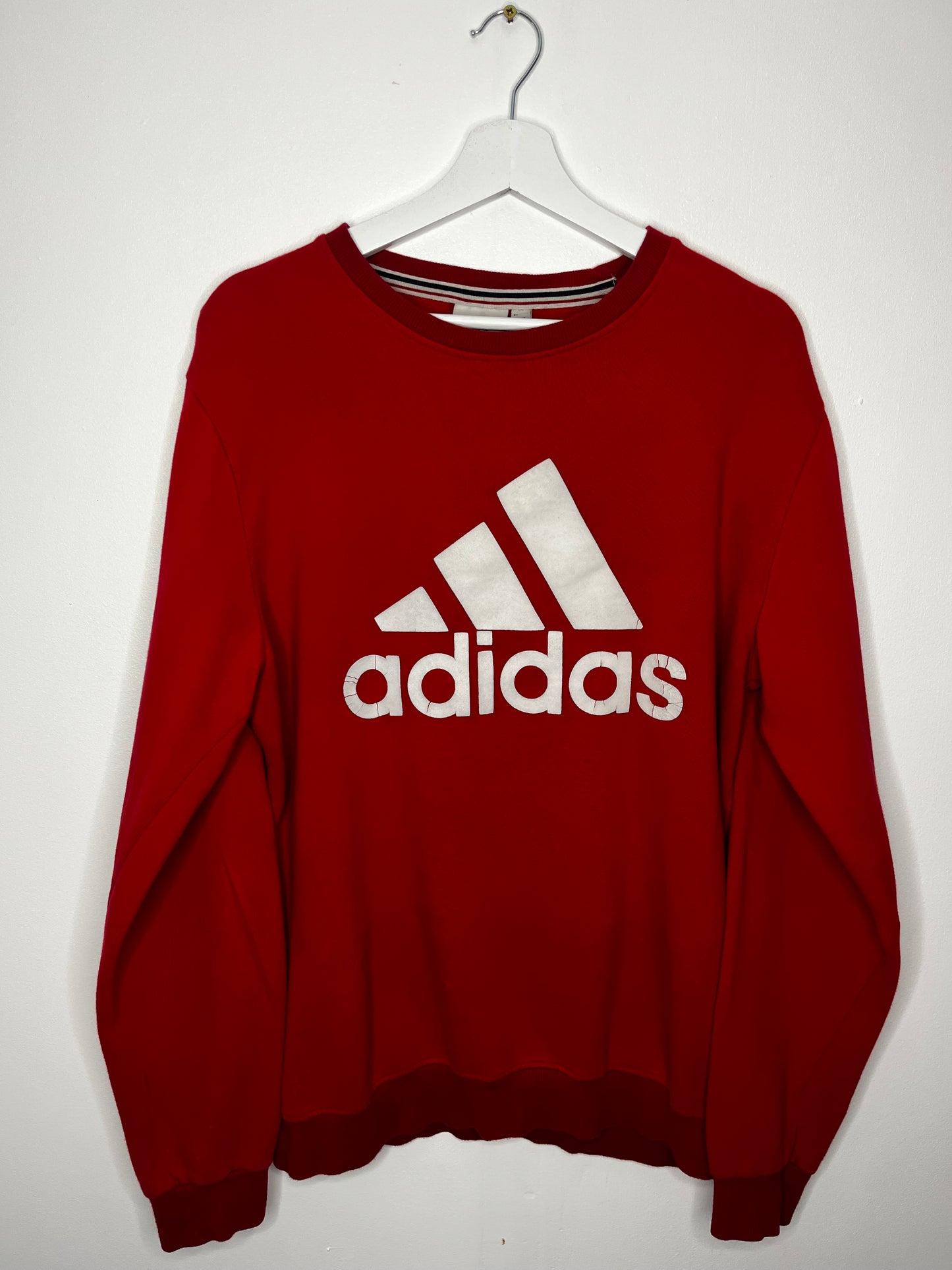 Red Vintage Adidas Crew Neck Jumper