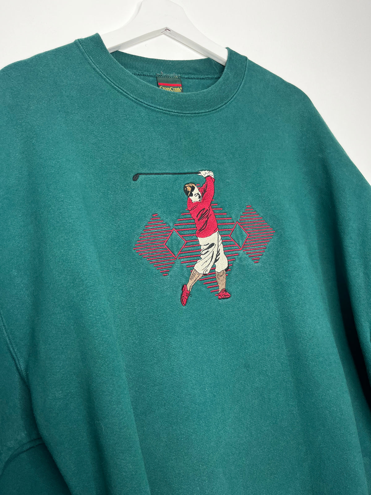 True Vintage Green Golf Print Crew Neck Jumper