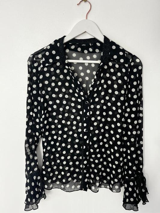 Semi Sheer Polka Dot Blouse