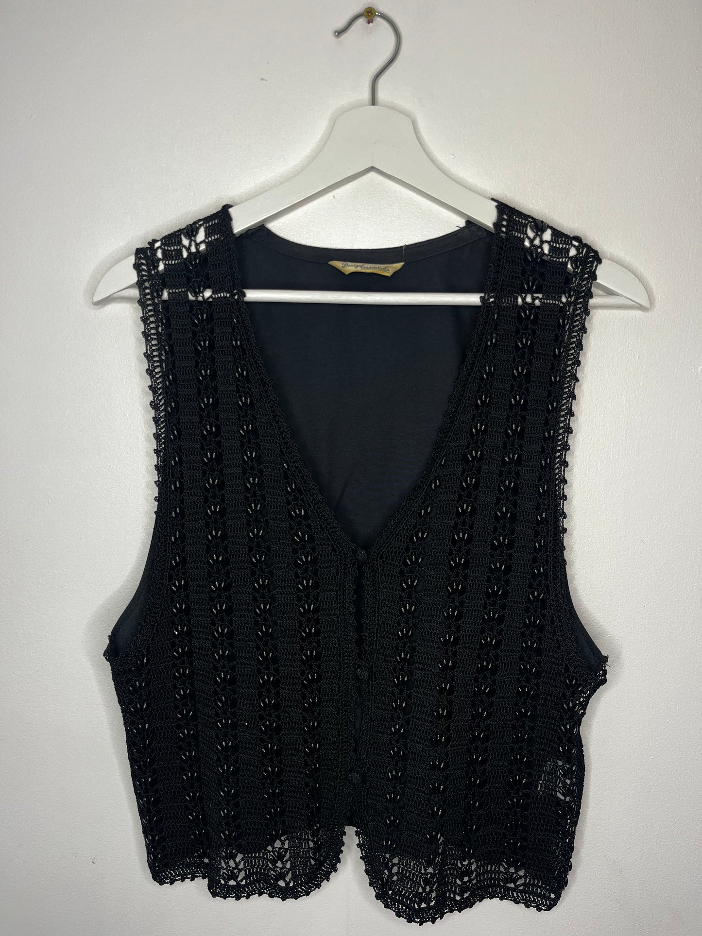 Black Crochet Vintage Waistcoat Jacket