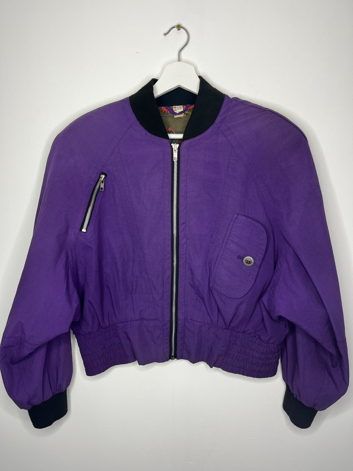 True Vintage Patterned Lining Purple Bomber Jacket
