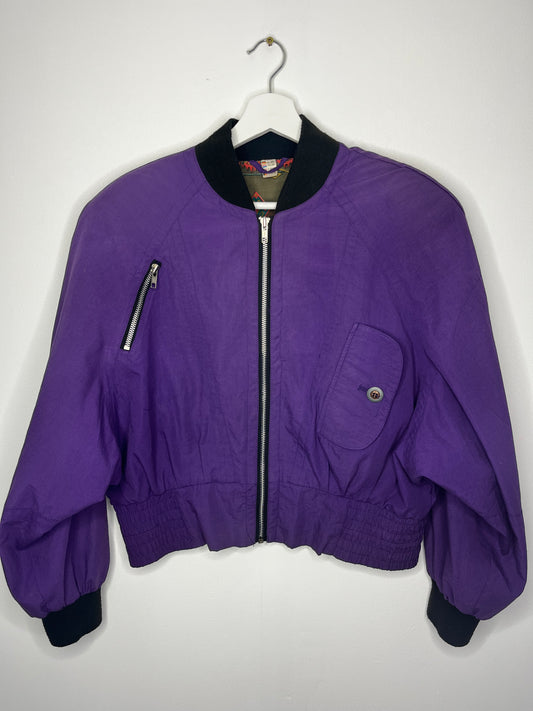 True Vintage Patterned Lining Purple Bomber Jacket