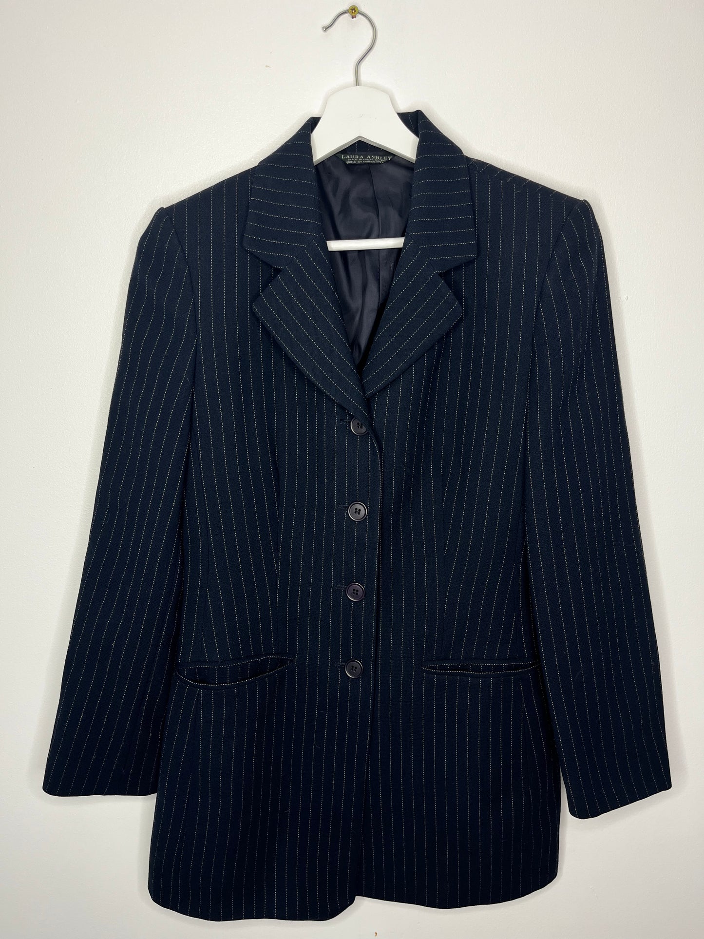 Navy Pin Stripe Vintage Laura Ashley Staple Blazer