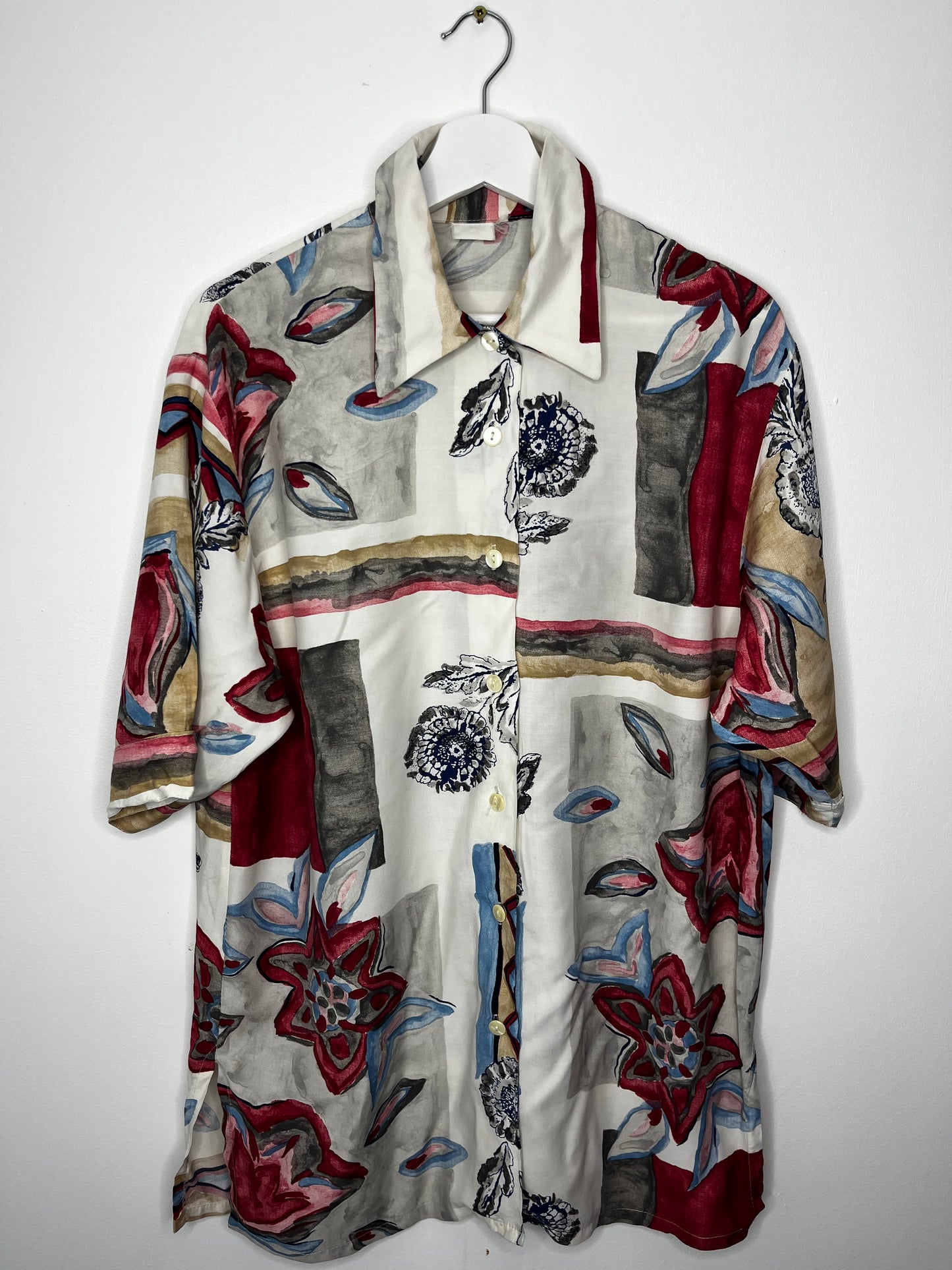 True Vintage Multi Pattern Burgundy White Shitt