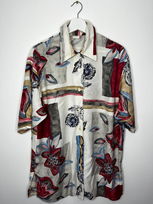 True Vintage Multi Pattern Burgundy White Shitt