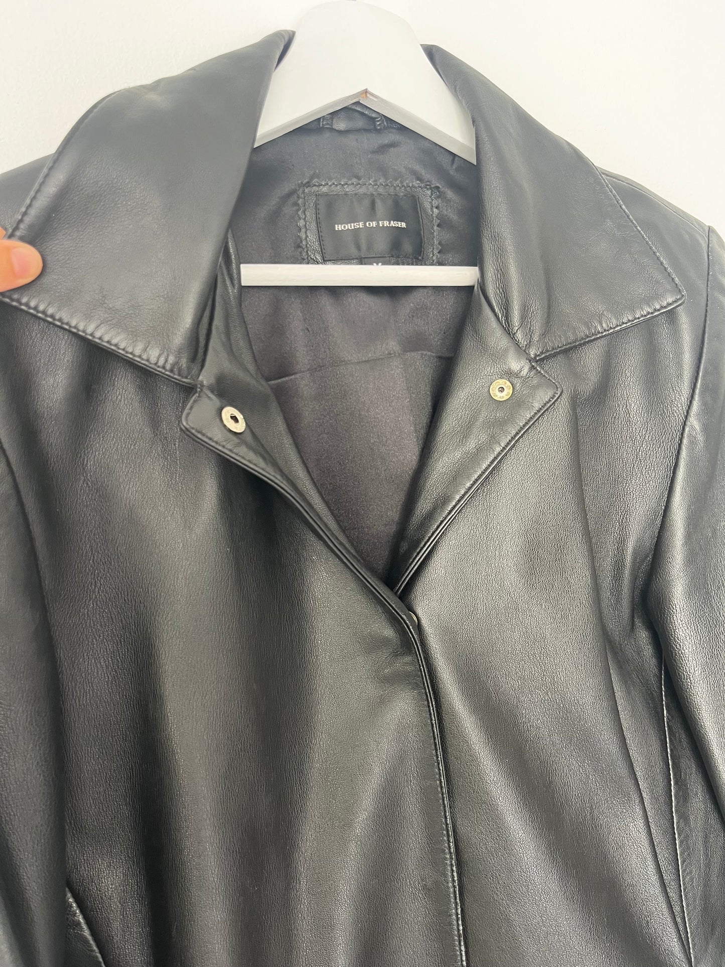 Women’s Long Black 1990s Vintage Leather Jacket