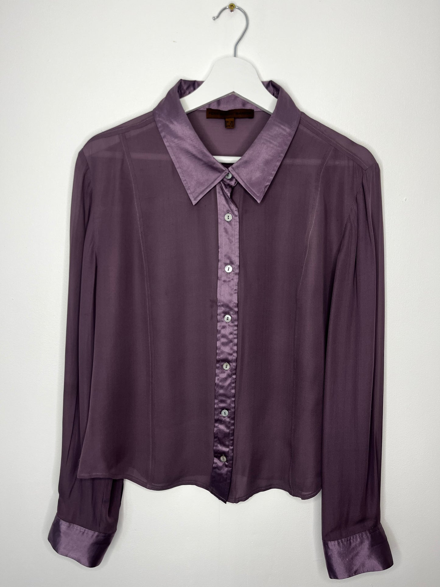Pure Silk Lilac Semi Sheer Blouse