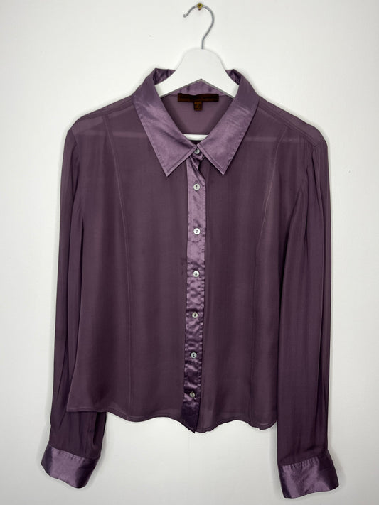 Pure Silk Lilac Semi Sheer Blouse
