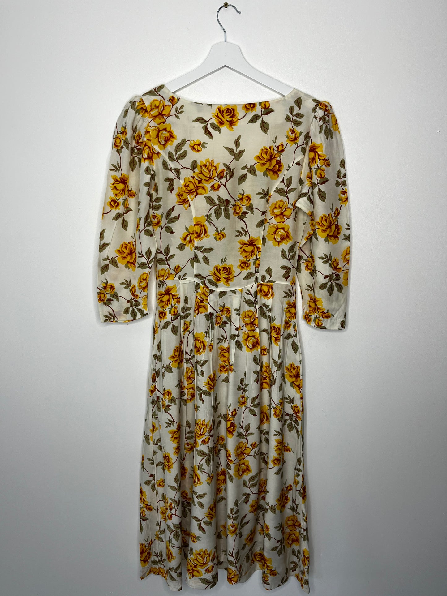 Yellow Floral Button Down 1990s Dress