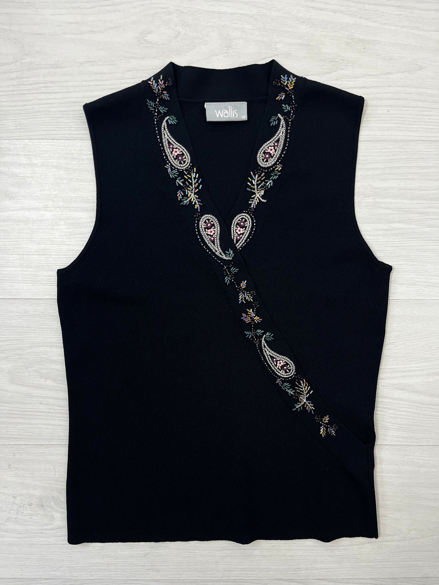 Wallis Paisley Cross Over Beaded Vintage Top
