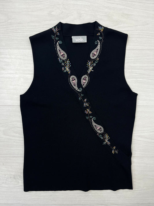 Wallis Paisley Cross Over Beaded Vintage Top