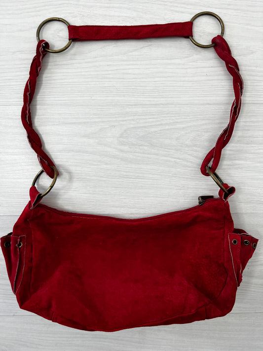 True Vintage Red Suede Shoulder Bag