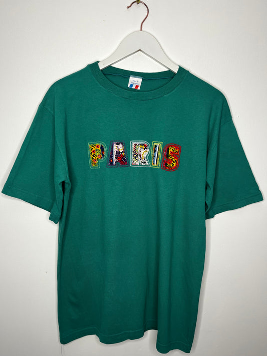 100% Cotton Vintage Embroidered Paris T-Shirt