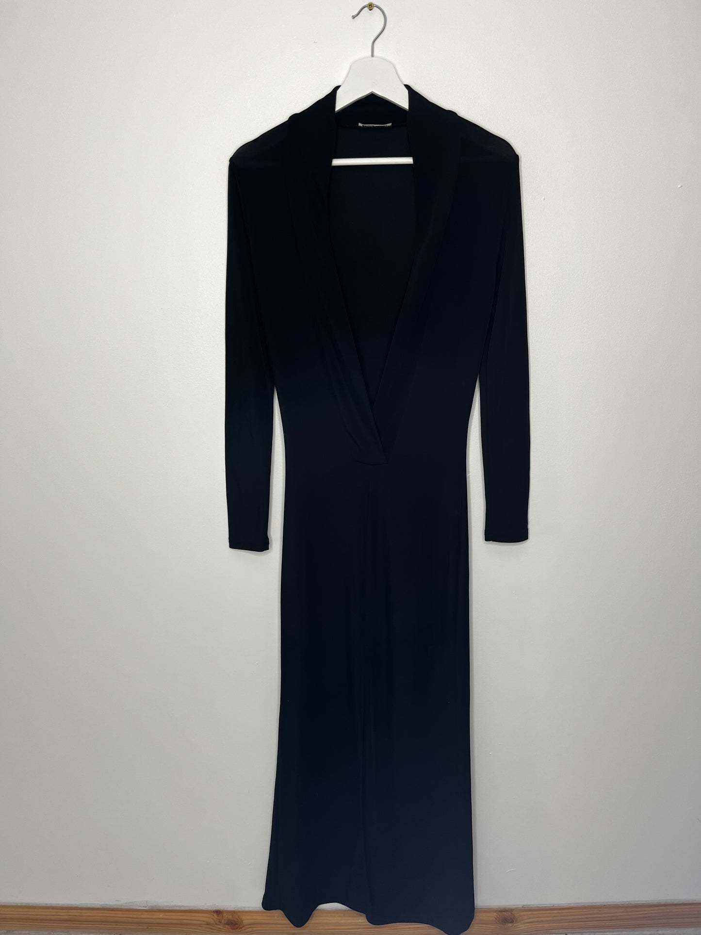 Low V Plunge Vintage Black Long Topshop Dress