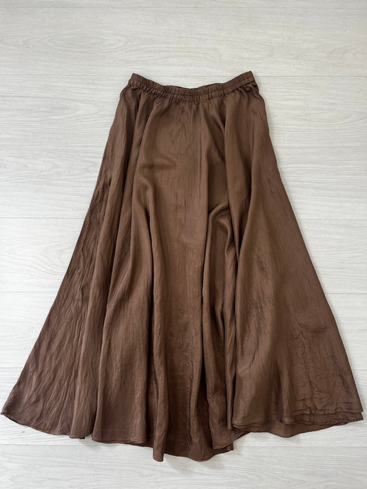 Brown Vintage Silk Maxi Skirt